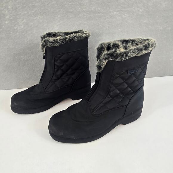 Women's Black Mid-Calf Fur Lined Zipper Boots - Medium - Picture 3 of 10
